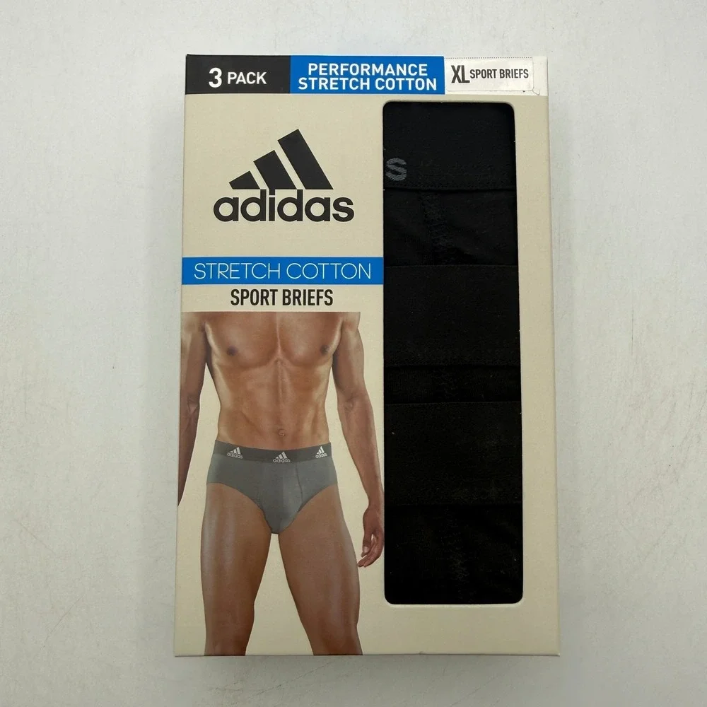 Adidas Performance Stretch Cotton Sport Briefs Mens XL Black Grey Sport IR0837